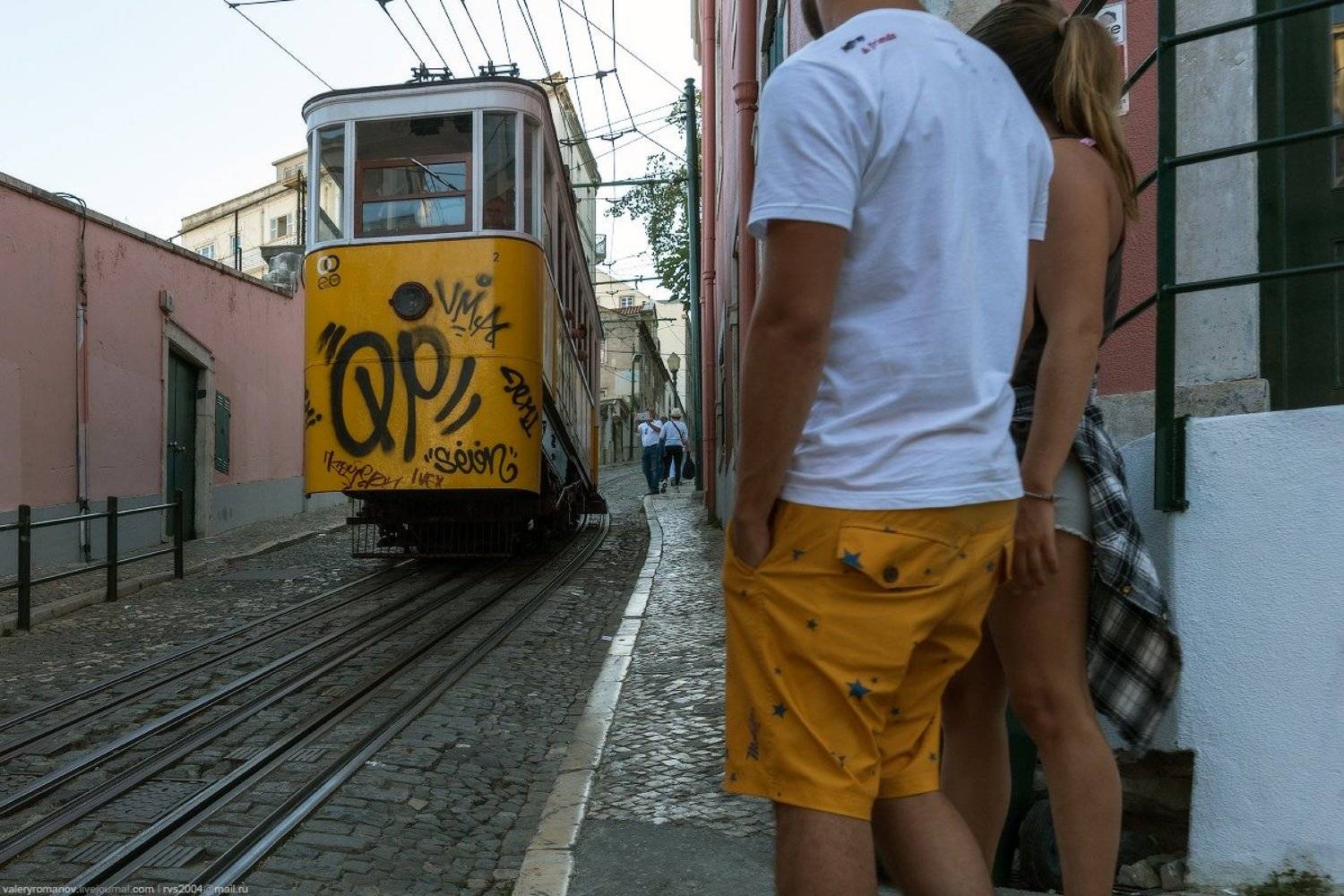 Лиссабон, Желтый, белый, Фуникулер, Глория, Португалия, романов, Валерий Романов