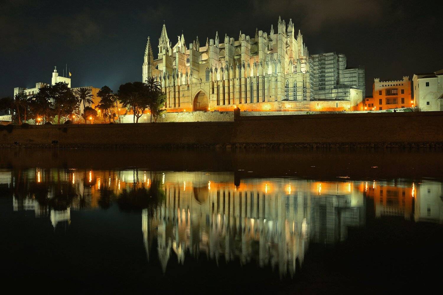 Ласео, Пальма, Майорка, Испания, кафедральный собор, ночь, Дмитрий Додельцев