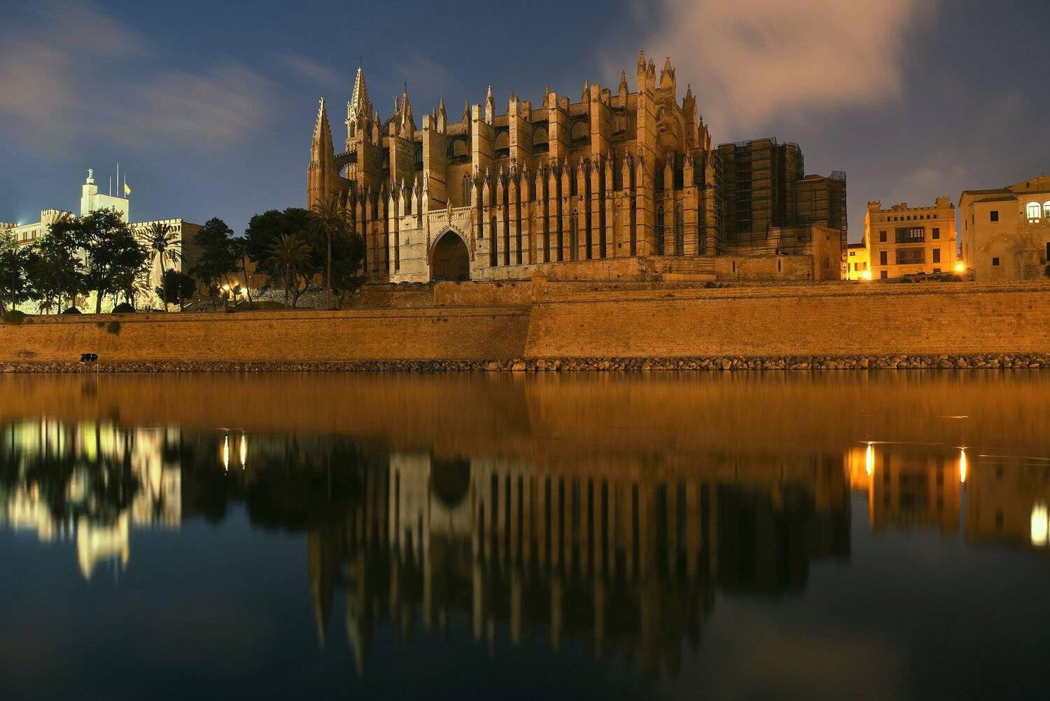 Ласео, Пальма, Майорка, Испания, кафедральный собор, ночь, Дмитрий Додельцев