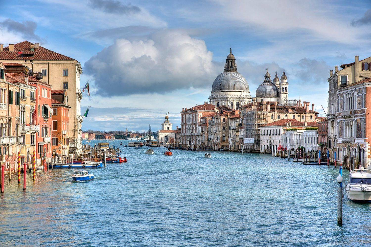 Santa Maria della Salute, Венеция, Италия, путешествия, вода, лодка, небо, Георгий Муравьёв