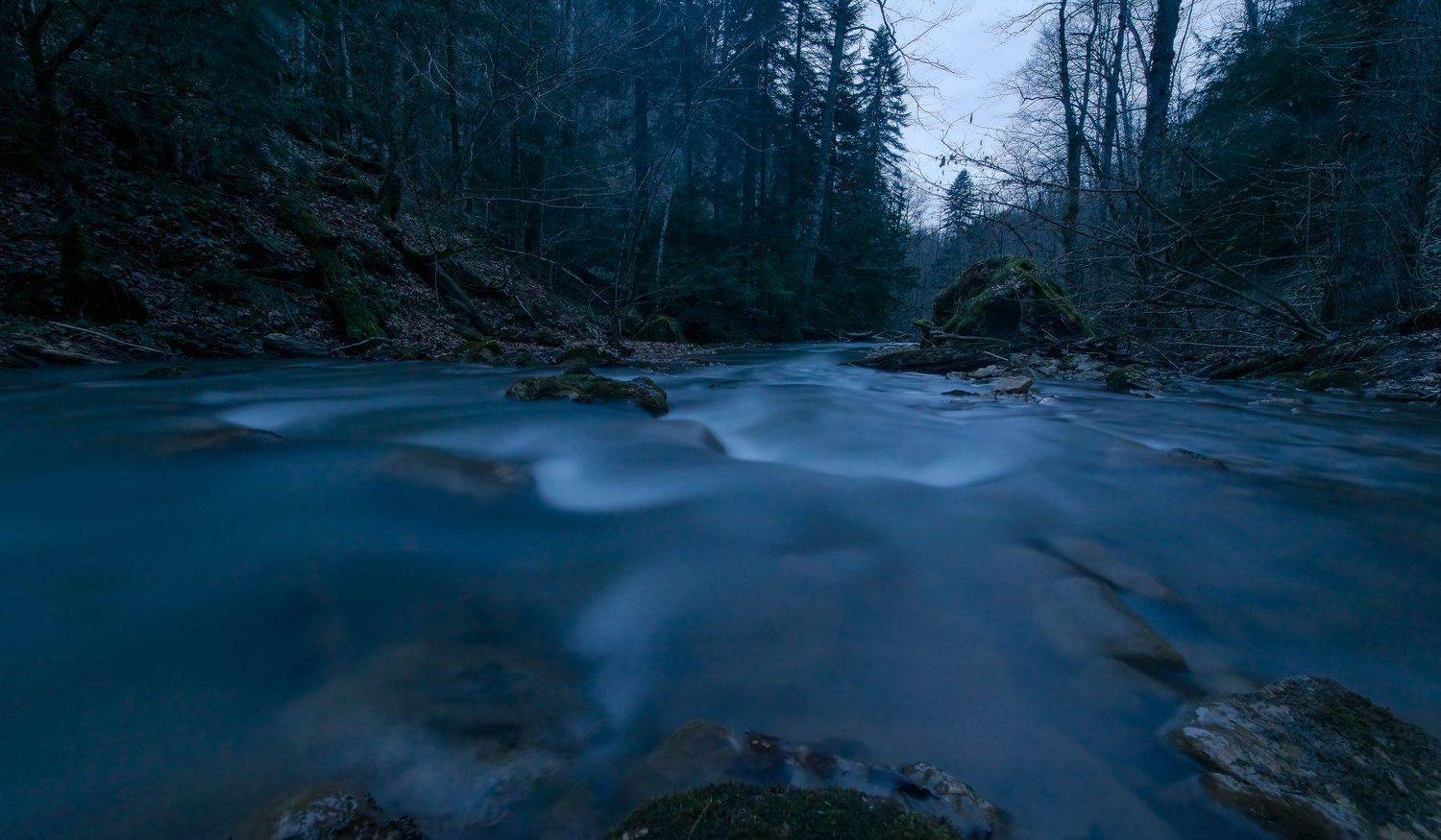 горы, кавказ, вечер, река, мезмай, март, 2016, ФЁДОР