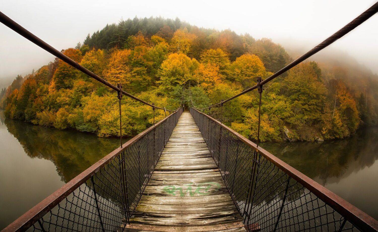 Мостик, Омагьосан, Осень, Остров, Туман, Димитър Стоянов