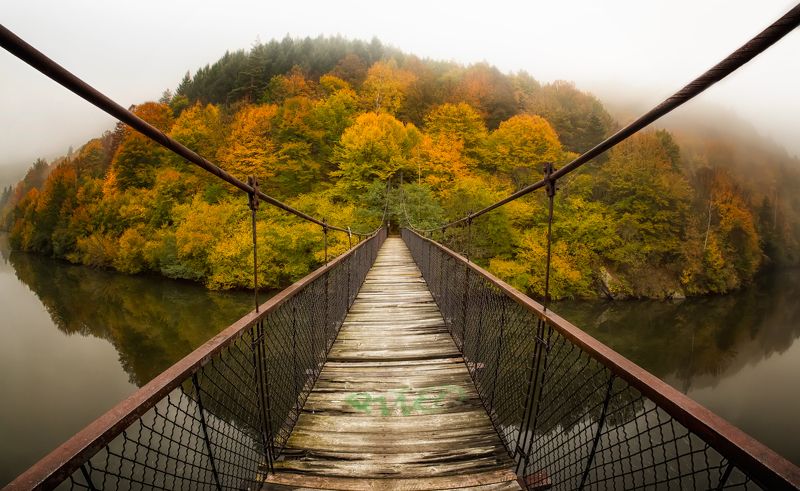 Мостик, Омагьосан, Осень, Остров, Туман Bridge to Enchanted Island II фото превью