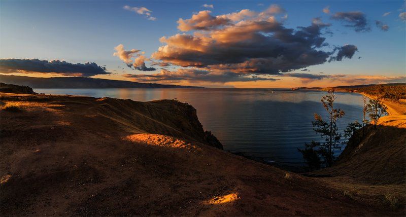 Байкал, Вечер, Закат, Лето, Небо, Облака, Озеро, Пейзаж, Природа, Сибирь * фото превью