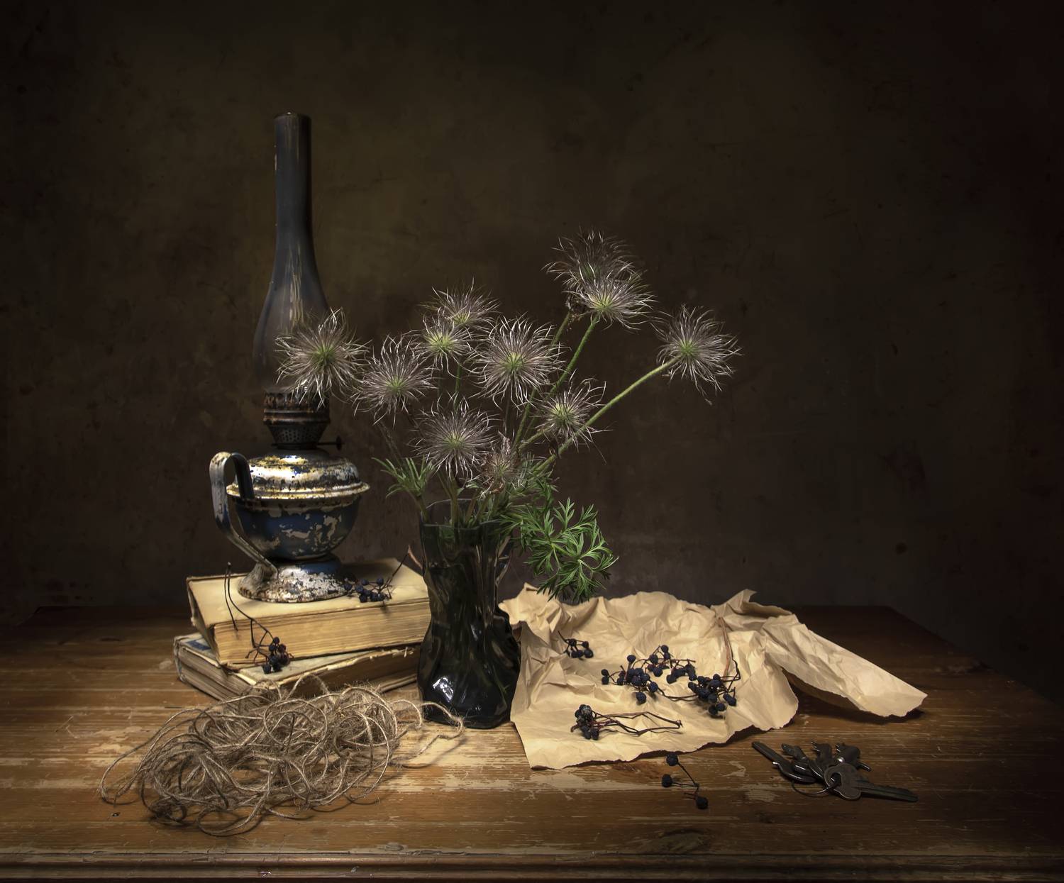 натюрморт, сон-трава, керосинка, Татьяна Феденкова