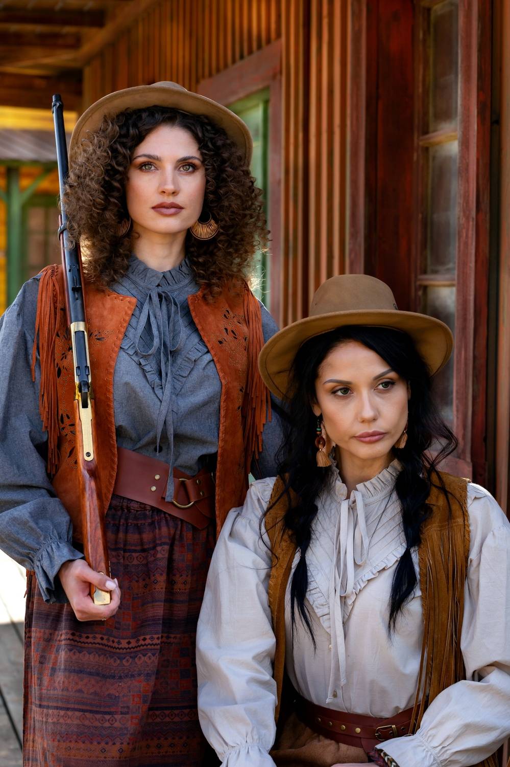 девушки, портрет, ранчо, дикий запад, мушкет, , шляпы, лето, юбки, Наталья Герцен