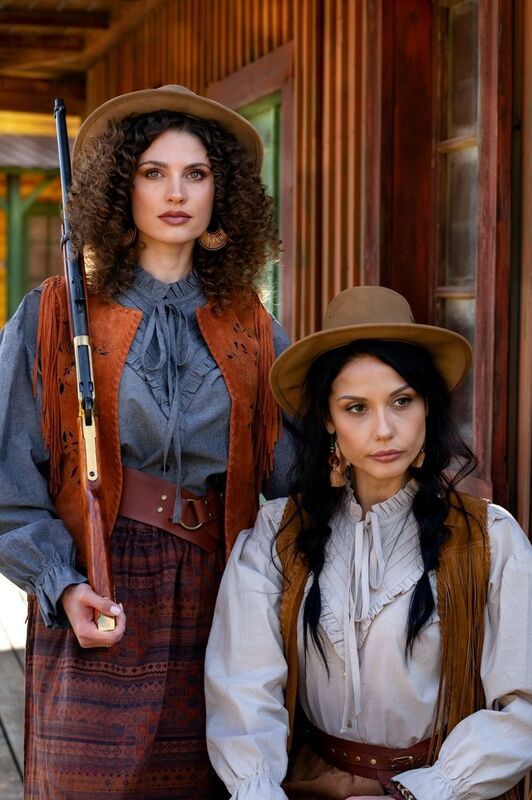 девушки, портрет, ранчо, дикий запад, мушкет, , шляпы, лето, юбки Ранчо фото превью