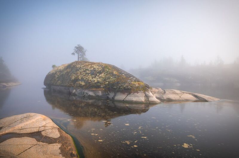 ладожские шхеры, пейзаж, туман, остров кит Кит в тумане фото превью