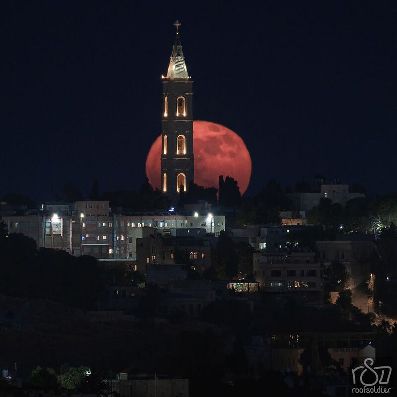 Jerusalem, Israel, Palestine, moon, full moon, city, cityscape, landscape, postcard Jerusalem фото превью