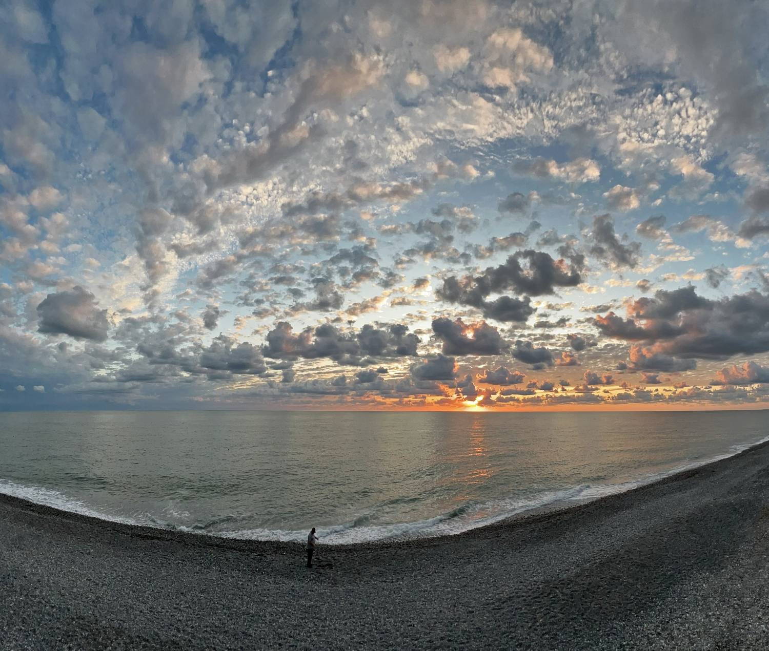 море, облака, горизонт, закат, вечер, Куликова Ирина