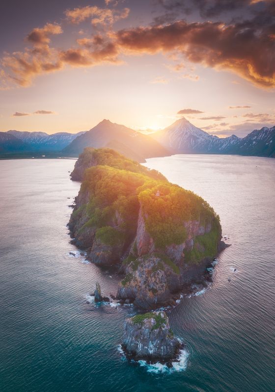 Камчатка. Закат у мыса Раздельный фото превью