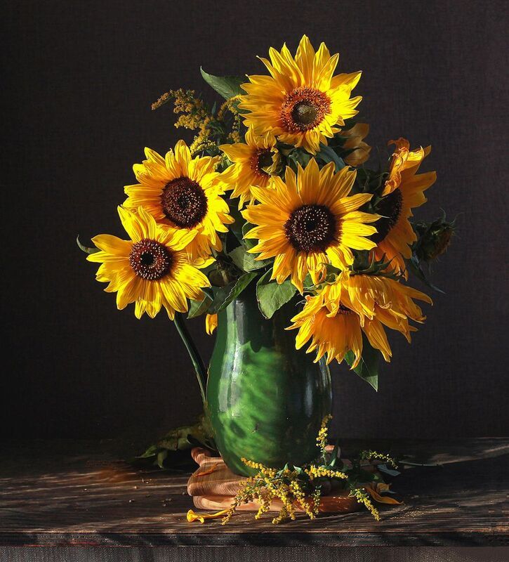 натюрморт, фотонатюрморт, still life, stillifefoto, лето, подсолнухи, ретро_натюрморт, наталья_казанцева Подсолнухи в Мойдодыровском кувшине. фото превью