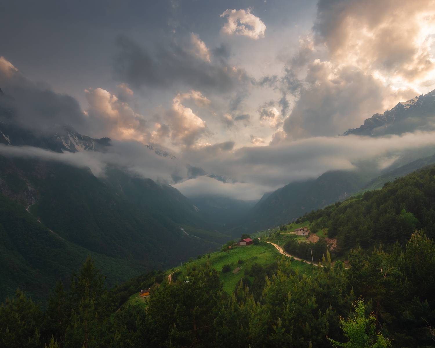 цей, северная осетия, горы, закат, облака, Nargiza Kakharova