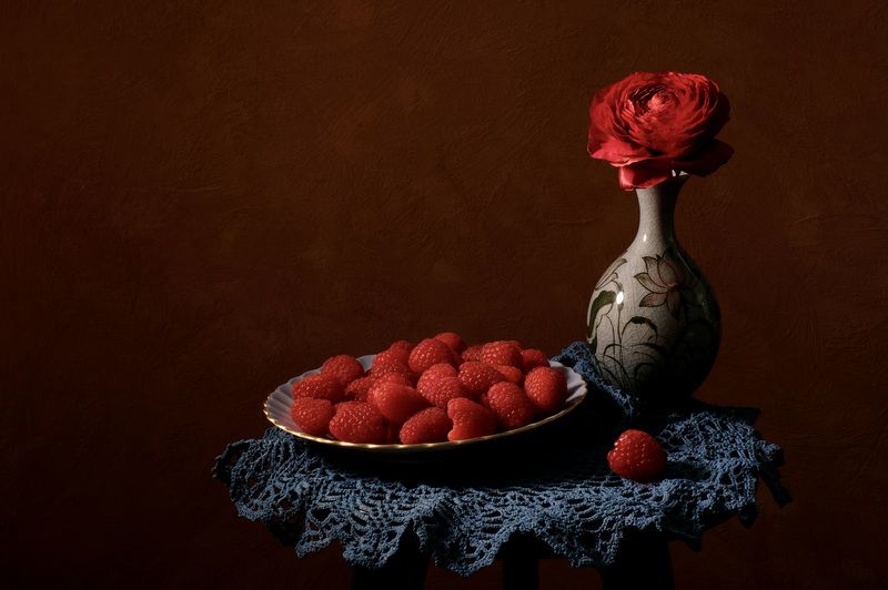 Still life, Raspberry, Red, Colors, Flower, Mood, Натюрморт, Малина, Ягоды,  Угощайтесь... фото превью