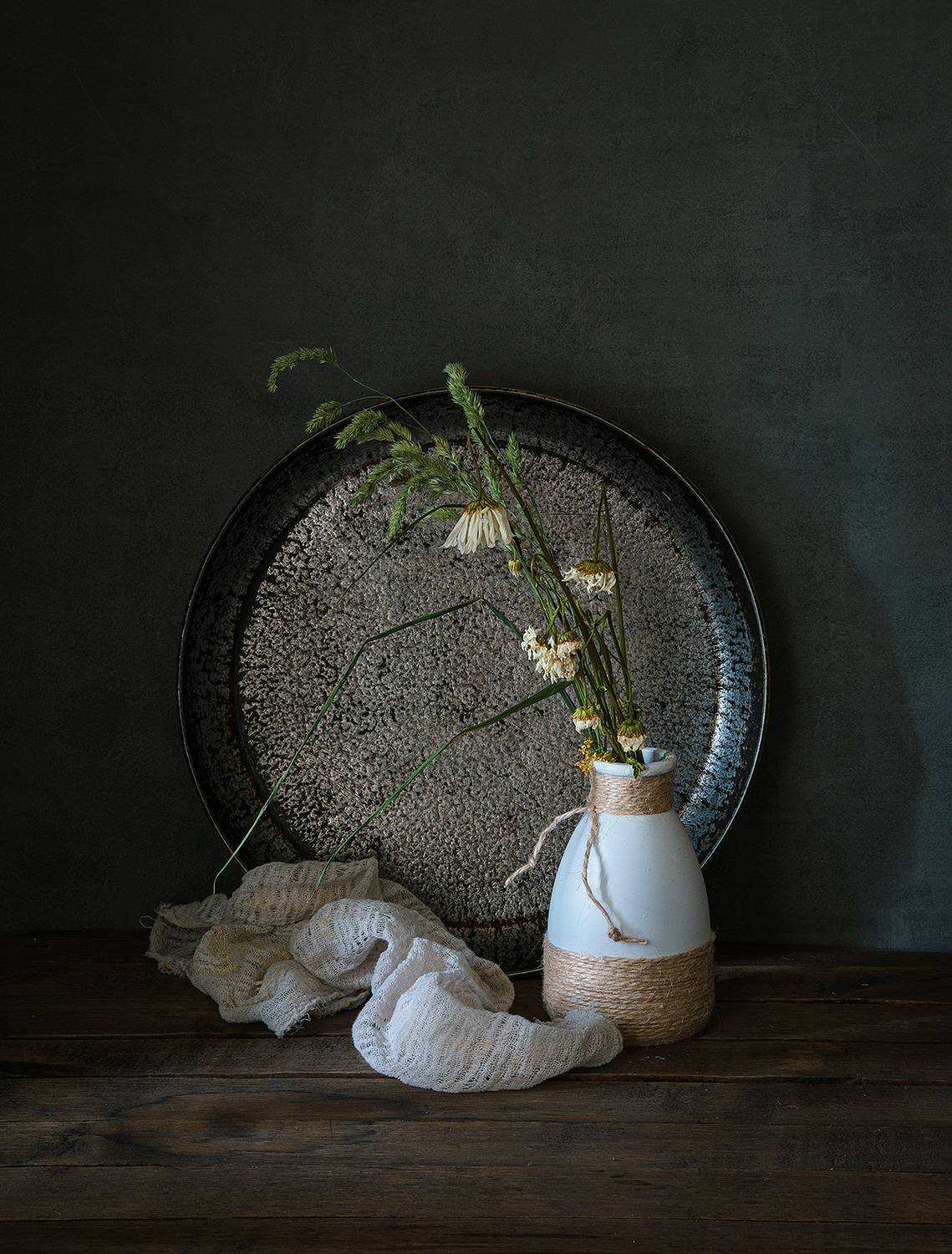 цветы, ромашки, трава, сковорода, марля, Алексей Бычков