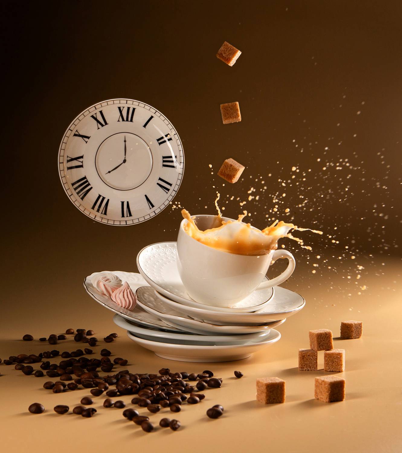 кофе, чашки, натюрморт, часы, Кольцова Мария