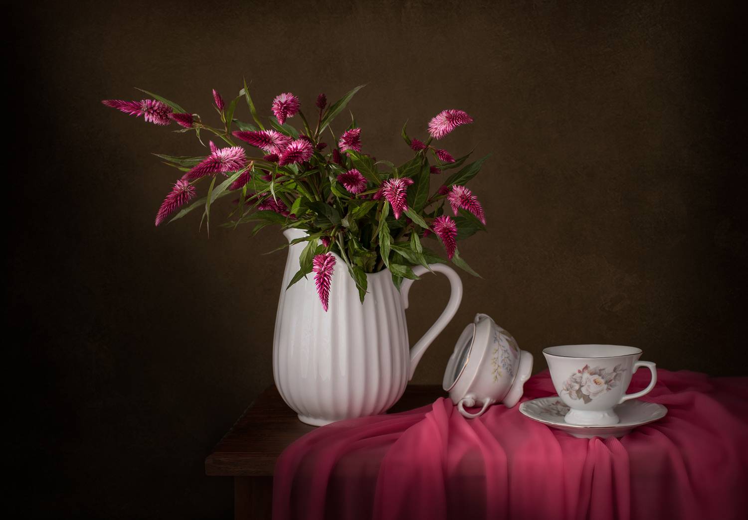 still life, colors, white, pink, flowers, Maria Margareth Perfoncio
