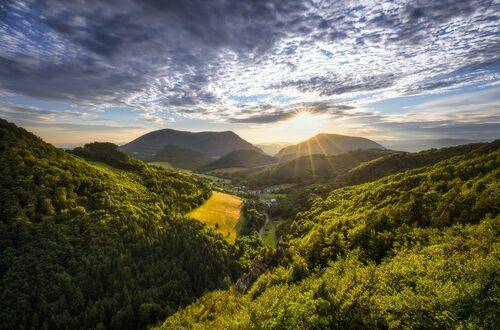 Sunset over the Strážov Mountains