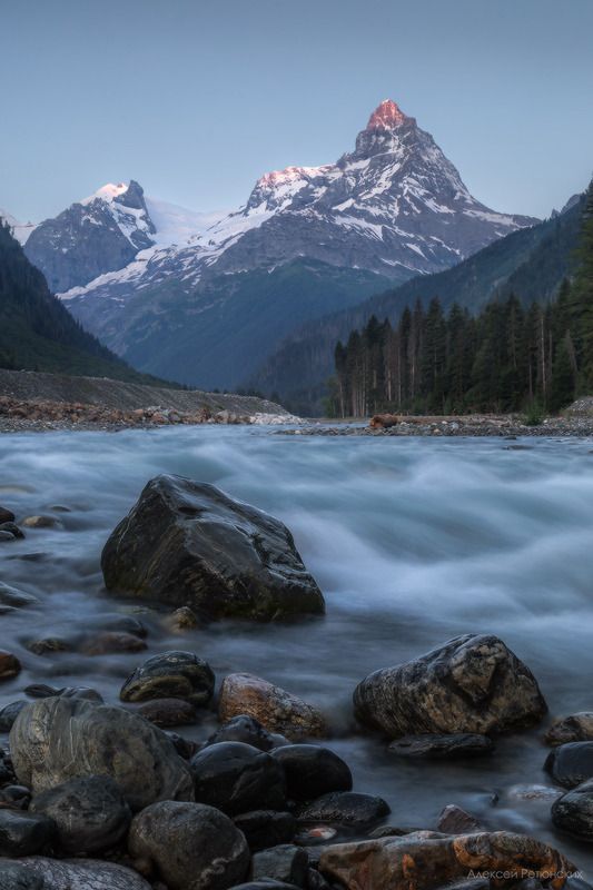 домбай, белалакая. гора, река, утро, рассвет Красавица Белалакая фото превью