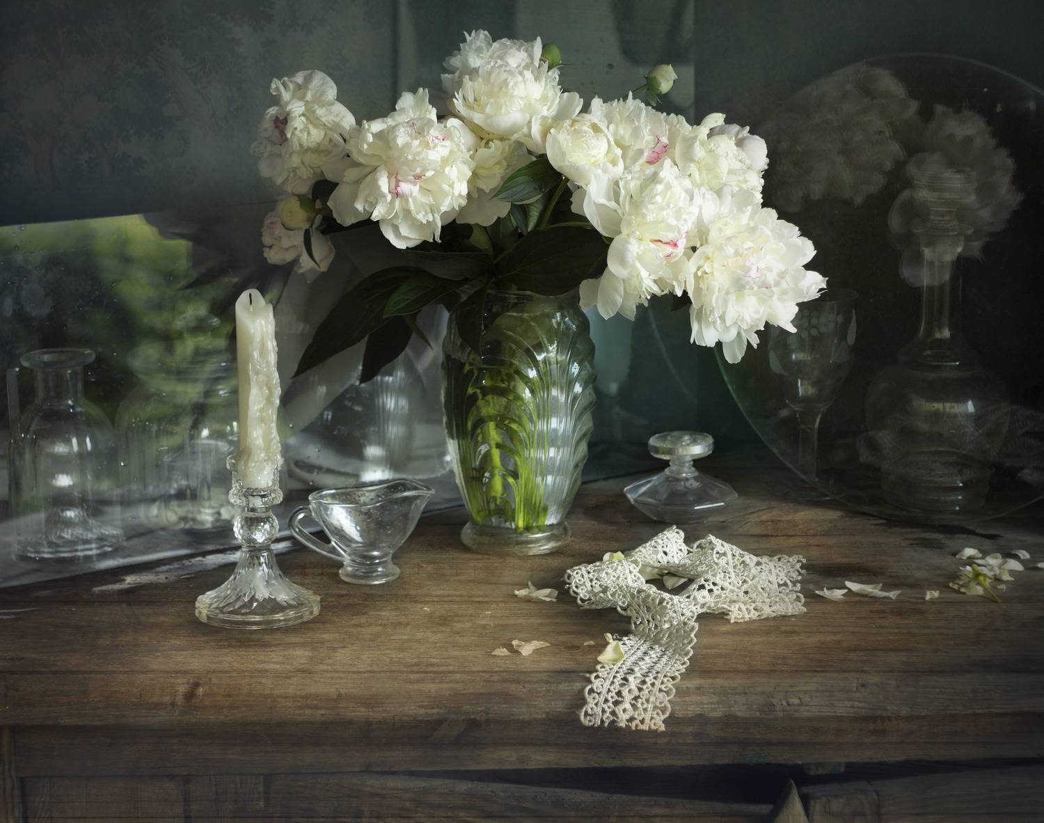 пионы, стекло, весна, Зимина Лионелла