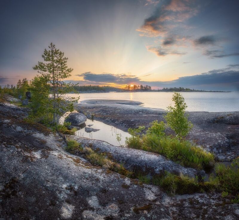 карелия, ладога, шхеры, рассвет, закат, лето *** фото превью