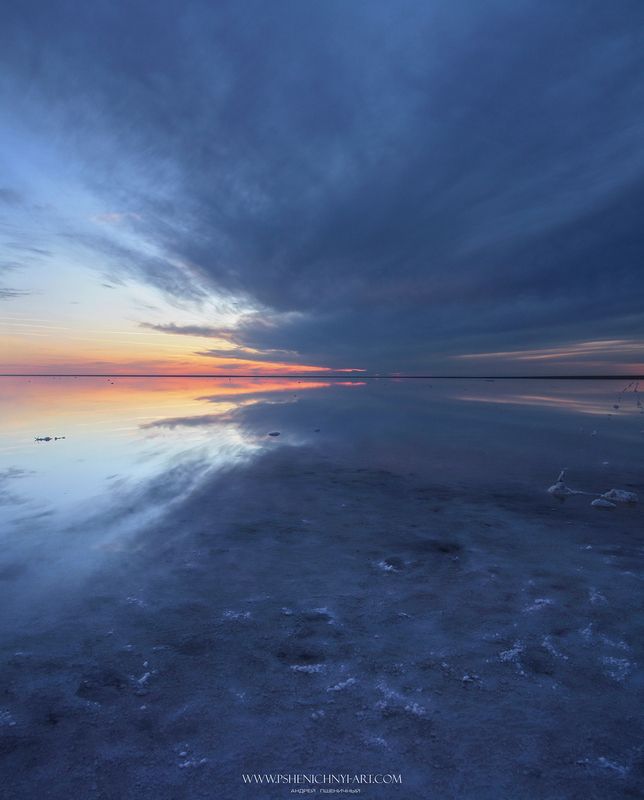 эльтон, небо, закат, отражение, свет, панорама, горизонт, пейзаж Реверберация света фото превью