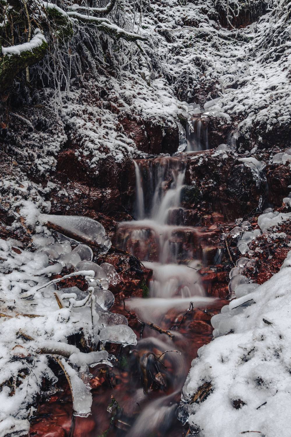 snow, waterfall, ice, water, водопад, лед, снег, ноябрь, Набоков Андрей
