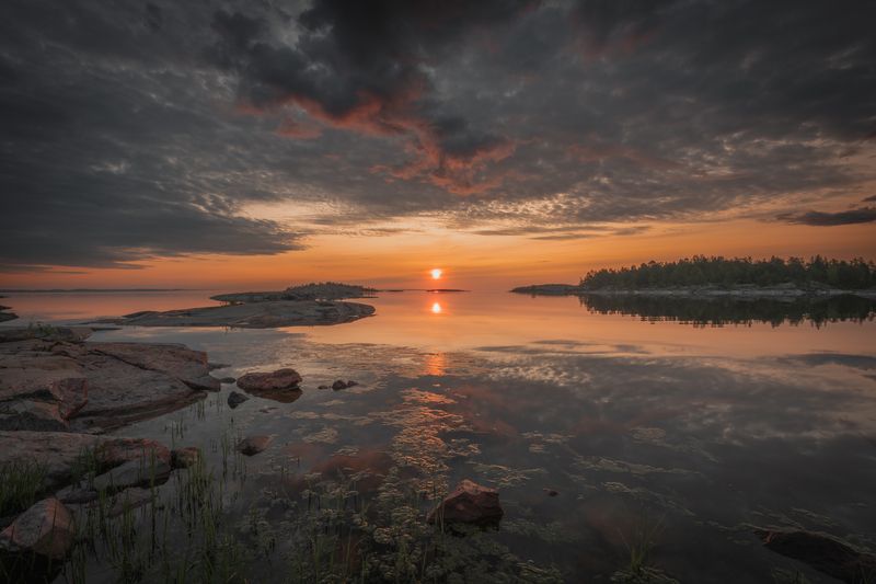 ладожские шхеры, пейзаж, восход Красная дорожка фото превью