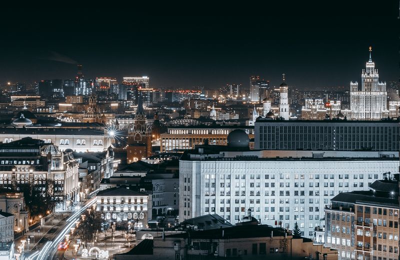 Ночная Москва. Вид с Арбата фото превью