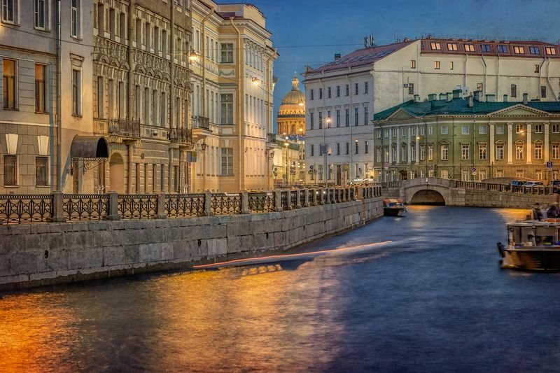 город архитектура река собор вечер Набережная реки Мойка фото превью