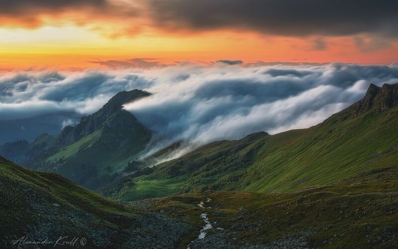 маркопидж, горы, облака, вечер, закат, июнь Где начинаются облака фото превью