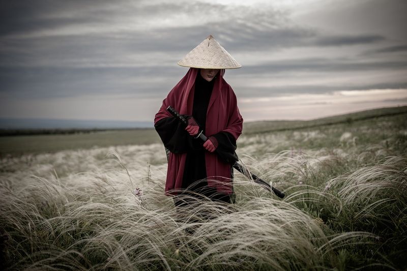 самурай, катана, япония, ковыль, меч, степь, воин, оружие, степь, закат, небо У САМУРАЯ НЕТ ЦЕЛИ... фото превью