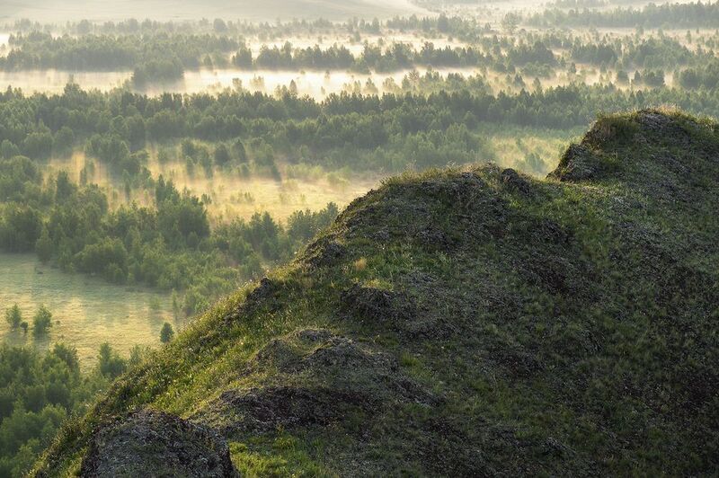 сундуки, хакасия, туман, рассвет Рассветный час на Сундуках - в древней обсерватории Хакасии фото превью