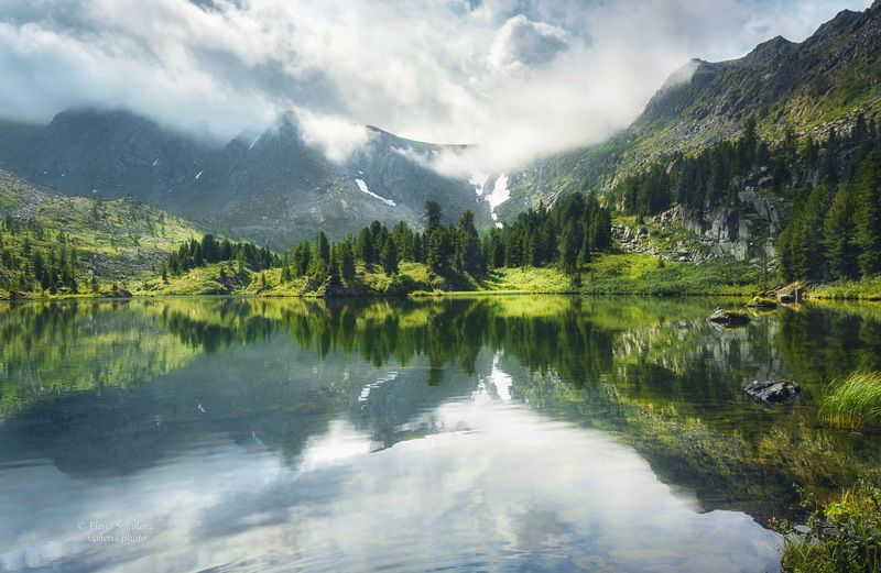 алтай, озеро, отражение, лето, горы Каракольские озера фото превью