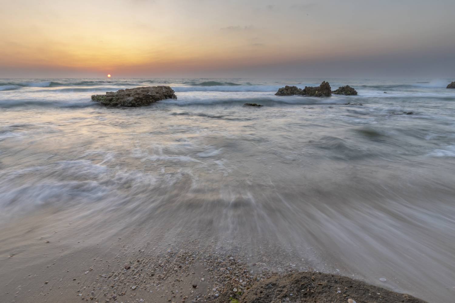 sea, seascape, sunset, landscape, beach, marina, rocks, Nikolay Tatarchuk
