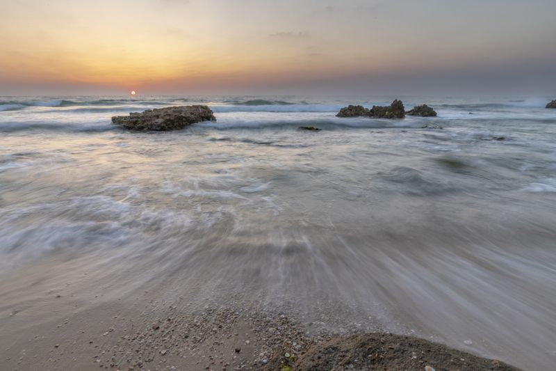 sea, seascape, sunset, landscape, beach, marina, rocks  фото превью