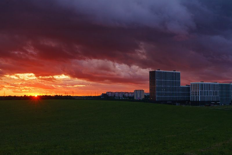 закат город минск пейзаж лето облака  фото превью
