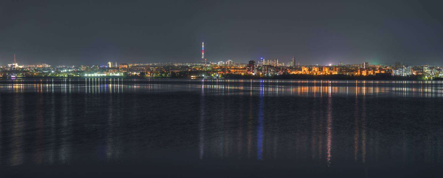 Карелия, Петрозаводск, озеро, осень, ночь, город, ночной город, Онежское озеро, Denis Koshkin