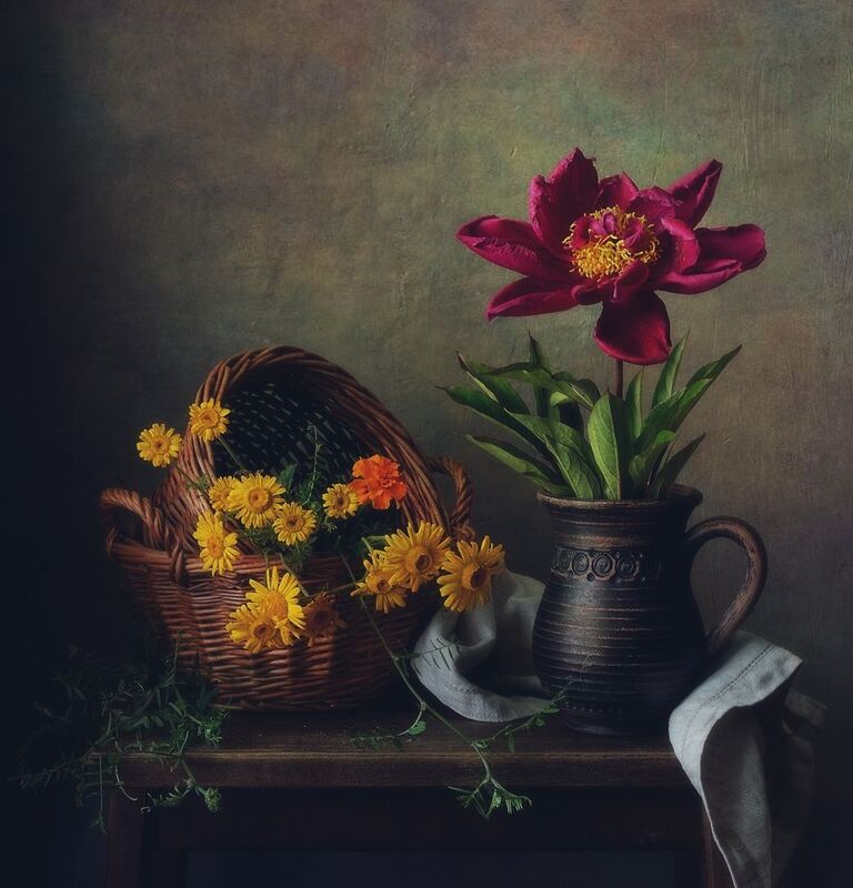 натюрморт,лето,пион,цветы,кувшин,корзинки с пионом... фото превью