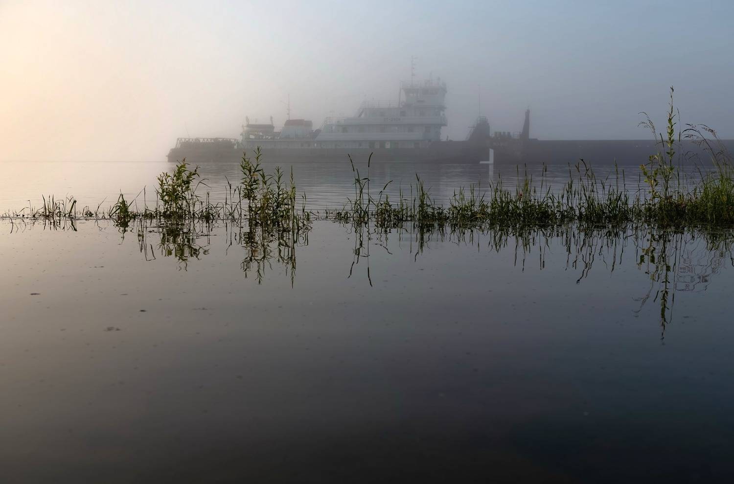 енисей, сибирь, туман, теплоход, утро, Марина Фомина