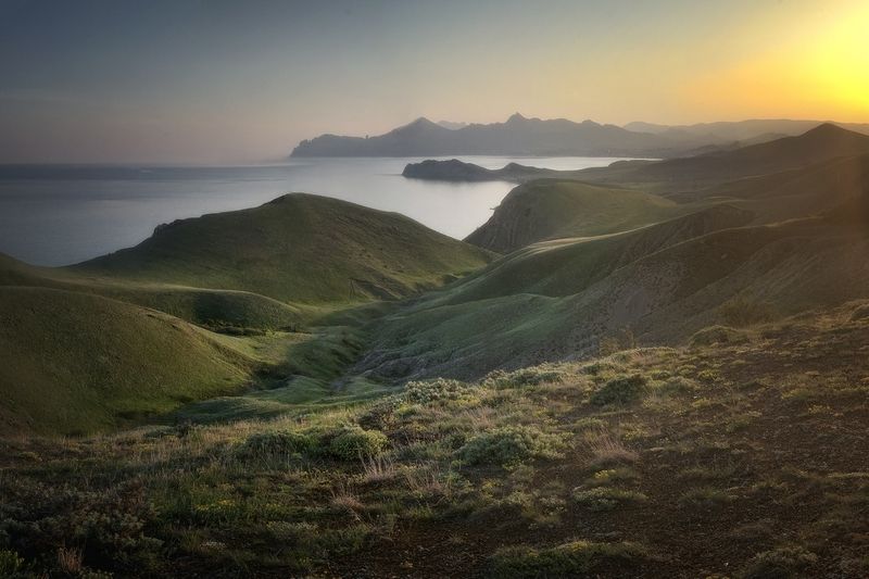 крым, горы, море, закат, солнце, пейзаж Крымский вечер фото превью