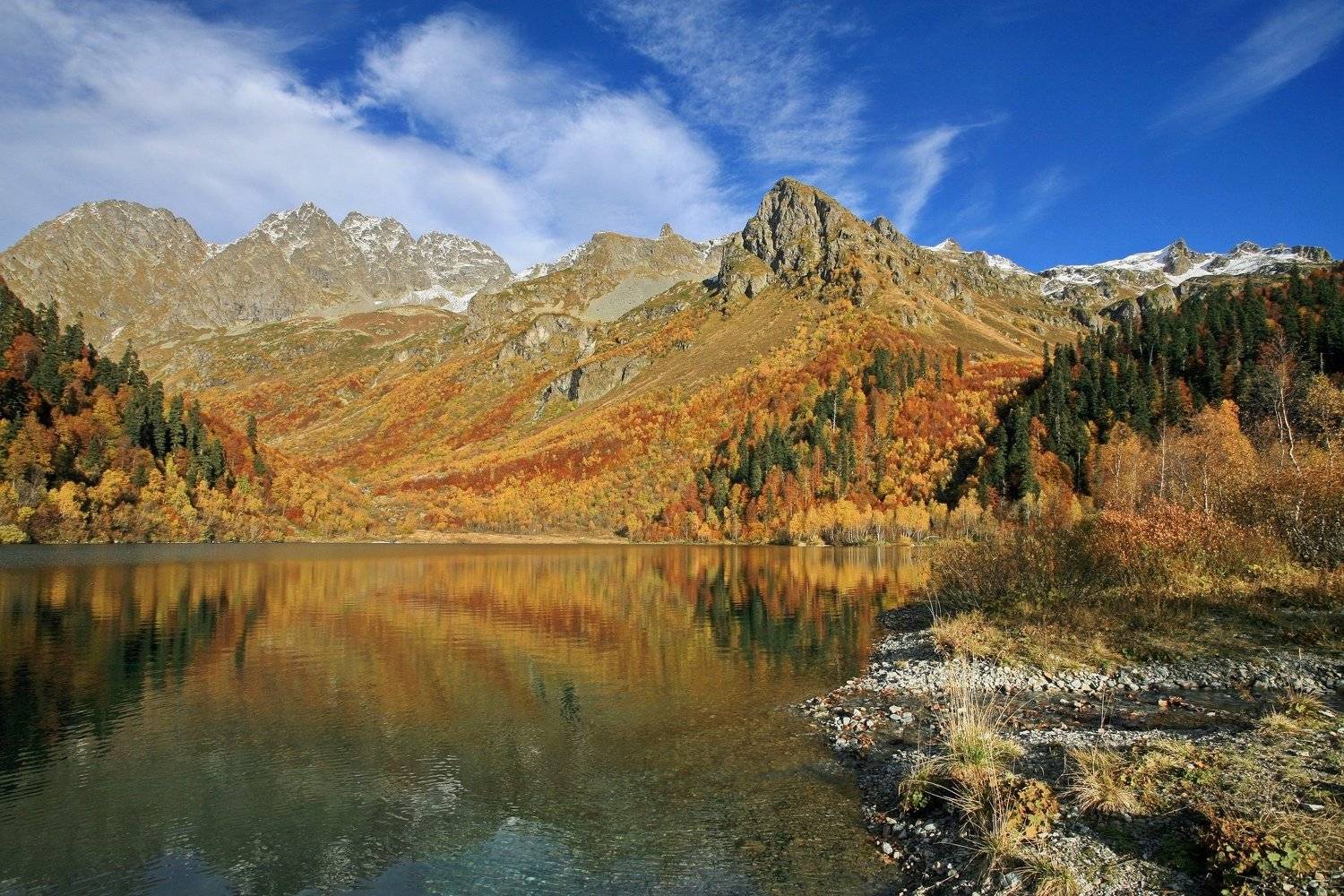 осень горы озеро, Евгений Никишин