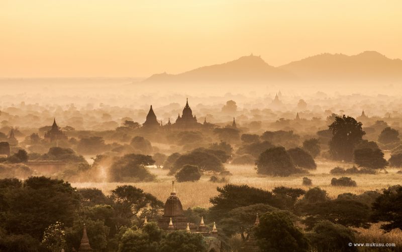 бирма, мьянма, баган,путешествия,рассвет рассветный Баган фото превью