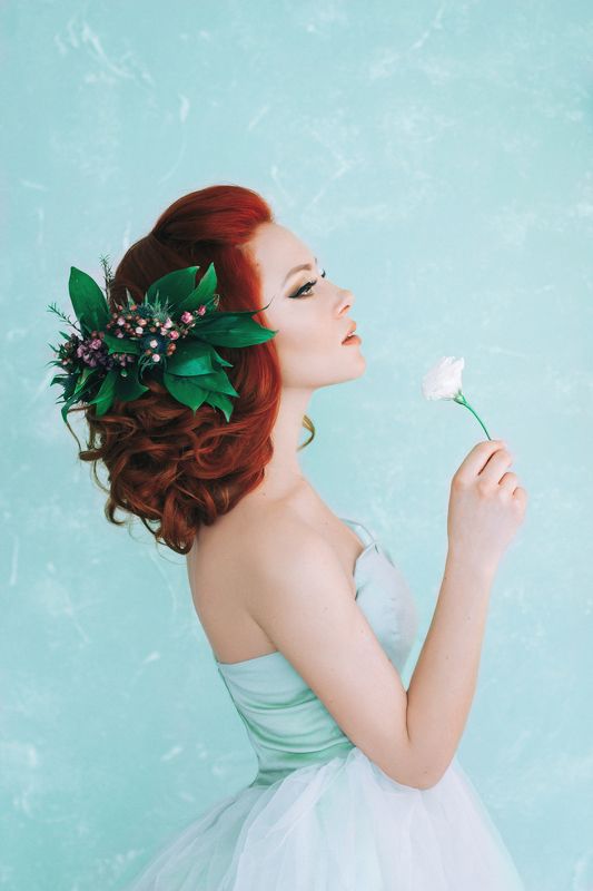 девушка, рыжая, красота, цветы, нежность, весна Настроение - весна фото превью