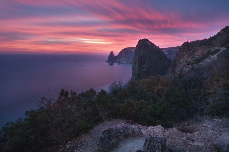 крым, закат,  сумерки, фиолент, пейзаж, природа Сумерки над Яшмовым пляжем фото превью