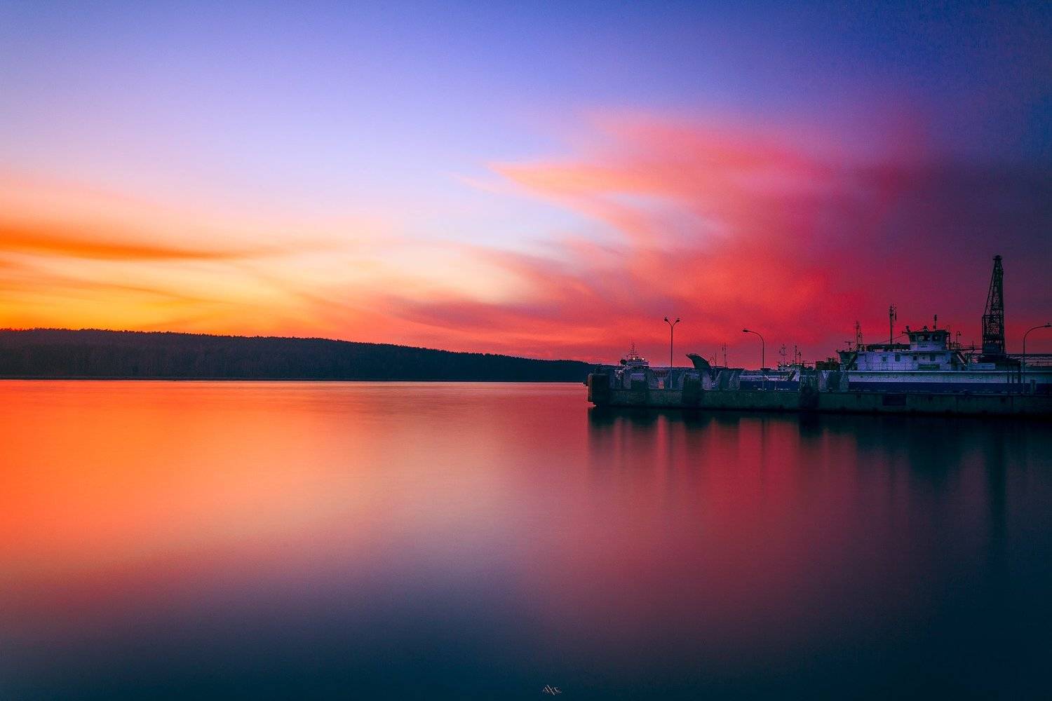Colors, Ferry terminal, Klaipeda, Lithuania, Long exposure, Port, Sunset, Руслан Болгов (Axe)