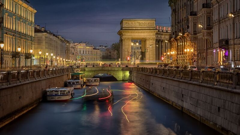 город архитектура вечер канал лето лодки Вечер на канале Грибоедова фото превью