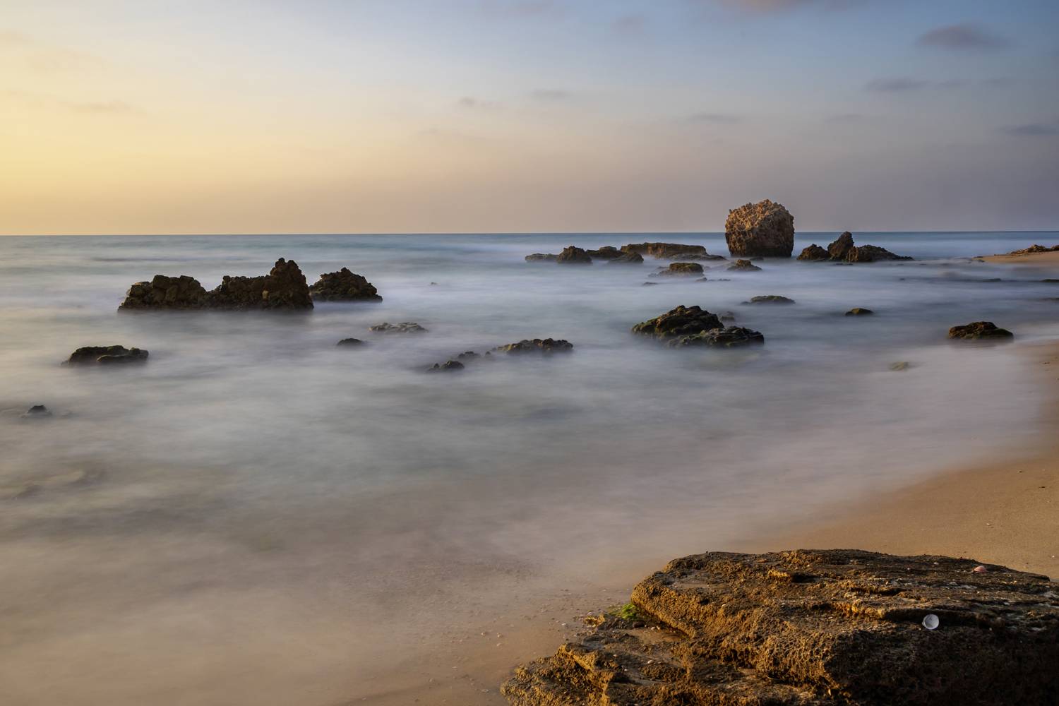 sea, seascape, sunset, landscape, beach, marina, rocks, Nikolay Tatarchuk