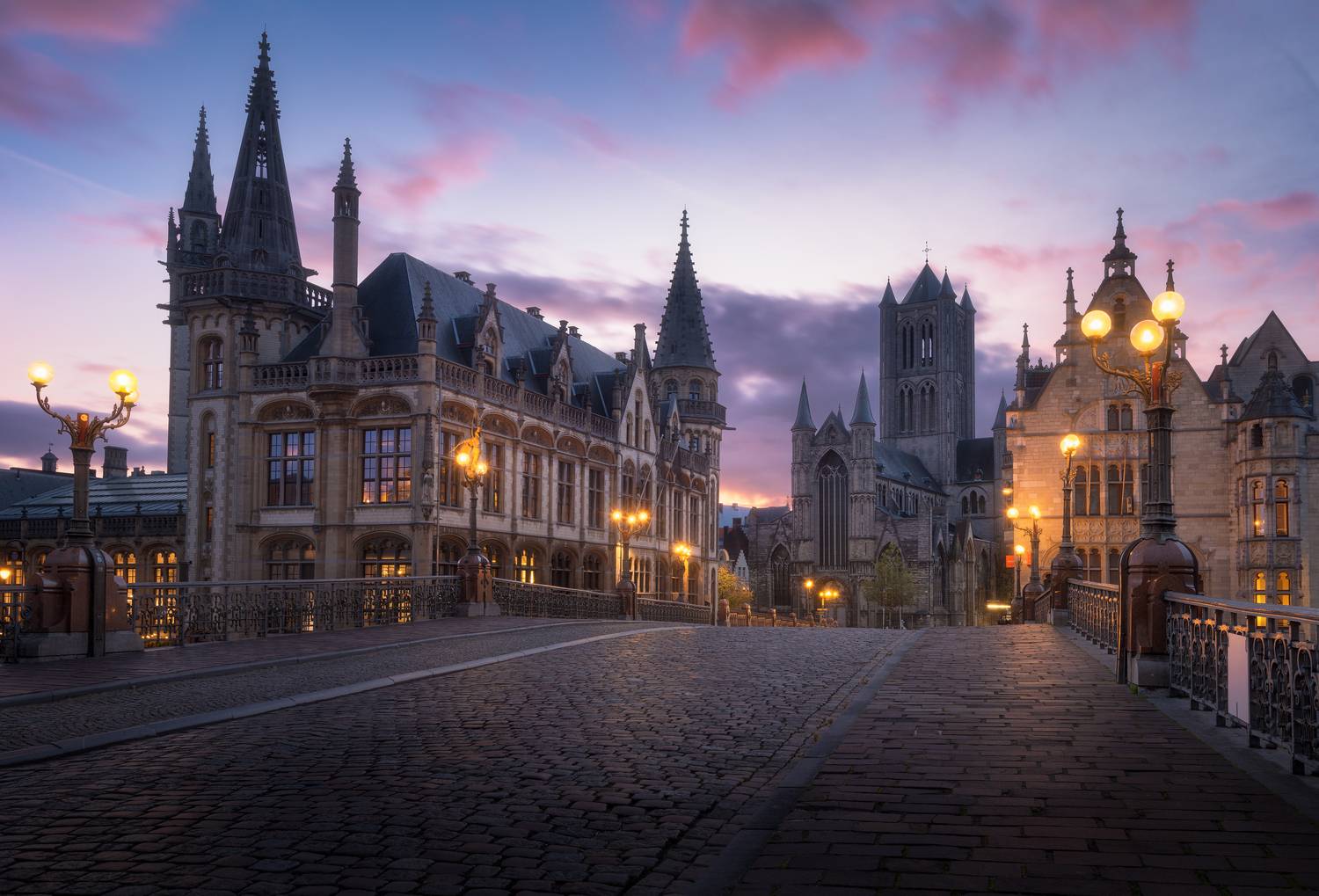 гент, бельгия, осень, город, синий час, вечер, утро, мост, церковь, ghent, gent, gand, belgium, autumn, evening, morning, bridge, houses, blue hour, town, Эрнест Вахеди