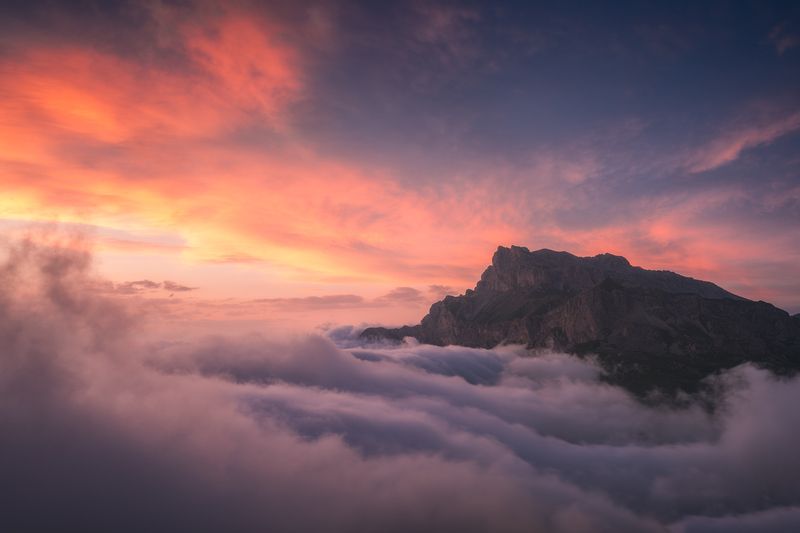 осетия, горы, закат, пейзаж Закат с видом на гору Дашсар фото превью